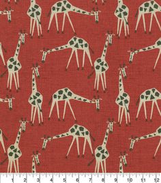 a red background with giraffes on it's back legs and long necks