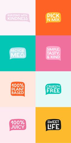 six different logos with the words, pick n mix and get free on each one