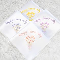 Celebrate your special day with one of our beautifully unique and elegant satin floral wedding handkerchiefs. The satin material is super smooth and soft to the touch and perfect for wiping away happy tears. Choose from 4 different floral colors.  🤍Features🤍 -Materials: Satin handkerchief is made with 100% polyester  -Size: 16" x 16" inches -Care Instructions: Gentle hand wash  *No Returns or Exchanges* *We do not accept cancellations after the first 24 hours of purchase* Happy Tears, Floral Color, Satin Wedding, Satin Material, Wedding Floral, Party Wedding, Floral Wedding