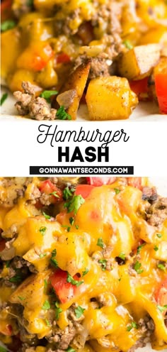 Hamburger Hash with melted cheese on top Hamburger Hash, Hamburger Dishes, Meat Cooking, Easy Hamburger, Hash Recipe, Seasoned Potatoes, Beef Hash, One Skillet Meals, Hamburger Meat Recipes