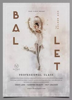 a poster for ballet class with a woman in the middle and text above it that says ballet