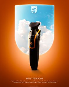 an advertisement for a multi - grooming product with the image of a hair dryer