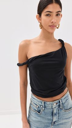 Good American Sandwashed Jersey Twist Tee | Shopbop Summer Cotton Cold Shoulder Tops, Summer Cold Shoulder Cotton Tops, Black Modal Tops For Summer, Casual Off-shoulder Stretch Tank Top, Medical Problems, Good American, Healthcare Professionals, Fun To Be One, Women's Tops