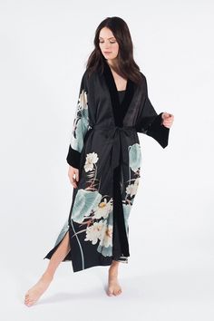 black Long Kimono Jacket, Long Kimono Cardigan, Elegant Kimono, Plus Size Kimono, Silk Kimono Robe, Black Kimono, Kimono Wrap, Short Kimono, Womens Kimono