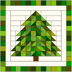 a green christmas tree is shown in the middle of a square pattern with squares around it