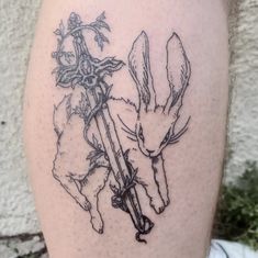 Wolf And Rabbit Tattoo, Whimsical Bunny Tattoo, Gothic Bunny Tattoo, Edgy Matching Tattoos, Skink Tattoo, Cest La Vie Tattoo, History Tattoo Ideas, La Vie Tattoo, Hips Tattoo