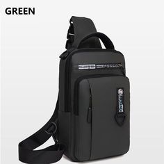 Usb Chest Pack Men Crossbody Bags Nylon Multifunctional Chest Pouch – Xpoko Chest Bag Men, Kawaii Backpack, Unisex Backpack, Vintage Casual, Chest Bag, Nylon Bag, Square Pattern, Sling Backpack, Army Green