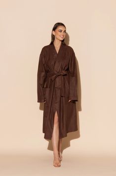 Wrap Up in luxury - our Brown Hotel single layer robe with matching belt is so luriously soft, there's no need to look elsewhere. Lounge the day away or use it as a poolside cover-up. Machine washable for ease of care. One size fits all. Brown Hotel, One Size Fits All, Duster Coat, To Look, That Look, The Day, Cover Up, Lounge, Hotel