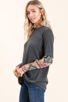 Aztec detail Long Sleeve Top Cozy Tops, Comfortable Sweater, Holiday Sweater, Fall Sweaters, Cozy Knits