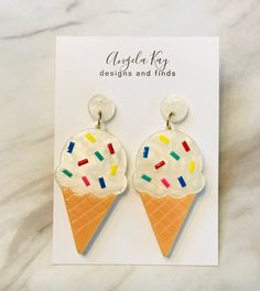 Cute Summer Jewelry For Birthday, Sweet White Summer Jewelry, Cute Hypoallergenic Earrings For Summer, Cute Summer Birthday Jewelry, Playful Hypoallergenic Summer Jewelry, Sweet White Earrings For Birthday, White Resin Earrings For Summer, Cute Hypoallergenic Summer Earrings, Trendy White Earrings For Birthday