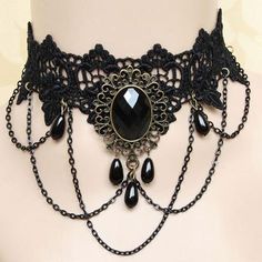 Kalung Choker, Black Lace Necklace, Colar Chocker, Black Lace Choker Necklace, Gothic Choker Necklace, Black Lace Choker, Lace Choker Necklace, Velvet Choker Necklaces, Diy Armband