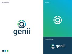 the logo for genil is shown in two different colors