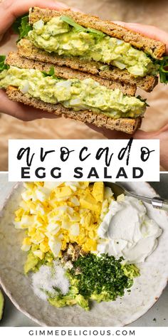 avocado egg salad on toasted bread with lettuce and mayonnaise