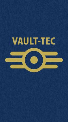 the vault - tec logo is shown on a dark blue background with yellow lettering