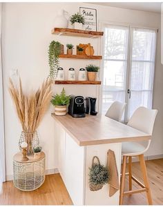 the kitchen is clean and ready to be used as a place for breakfast or dinner