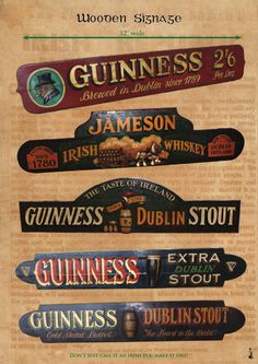 an advertisement for guinness, which includes four different types of beer