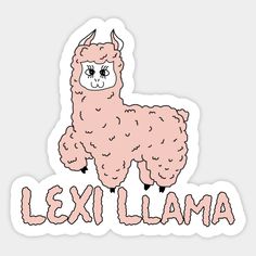 a sticker with an image of a llama on it's face and the word