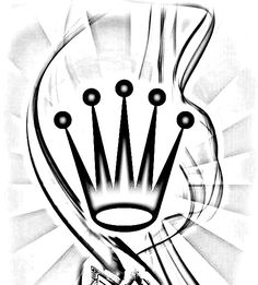 a black and white drawing of a crown