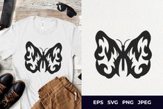 a t - shirt with an image of two butterflies on it and the words, eps sv