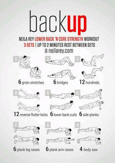 the back up workout poster shows how to do it in 5 minutes or less, with instructions