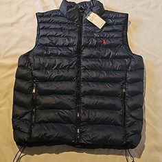 Nwt Polo Packable Vest Mens Color Blue Navy Casual Outerwear For Travel, Functional Blue Outerwear For Travel, Vests Mens, Body Armor, Polo By Ralph Lauren, Men's Polo, Polo Ralph, Red And Blue, Mens Jackets