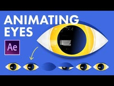 an eye with the words animation eyes in front of it and four different colored irises