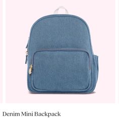 Stoney Clover Lane Blue Denim Mini Backpack New With Tags Sold Out Online Dimensions 13” H X 11” W X 5” D, 2.75" Handle Drop, 22.75" Adjustable Strap Materials: Denim, Zip At Top, Lined, Strap Length: 11" Padded Strap Length: 14.5" Gold Metal Hardware From Scl: Designed For Kids (But Sometimes Worn By Adults Too,) The Classic Mini Backpack Is A Must-Have For Heading To School Or For Trips Near & Far! Fill It With School Supplies Or A Change Of Clothes Or Shoes. Don't Miss The Super-Helpful Water Trendy Denim Blue Bags For Back To School, Trendy Denim Bags For Back To School, Trendy Denim Blue Back To School Bag, Back To School Denim Bag With Zipper Closure, Trendy Denim Backpack With Zipper Closure, Back To School Denim Bags With Zipper Closure, Denim Blue Backpack With Zipper Closure, Denim Blue Standard Backpack With Zipper, Denim Backpack With Zipper Closure