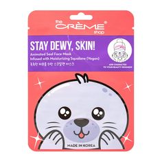 Tony Moly Face Mask, Animated Face, Seal Face, The Creme Shop, Animal Face Mask, Creme Shop, Beauty Regimen, Dewy Skin, Animal Masks