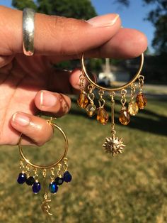 Jewelry Making Aesthetic, Sun And Moon Earrings, Indie Jewelry, Dope Jewelry, Clothes Outfits, Funky Jewelry, Fantasy Jewelry