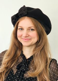 Practical and warm with a unique vintage vibe! Lovely very high quality Czech 100% wool beret.  Deep black color. (my photos do not due justice to this beret, it is som much better in person!) I decorated it with three vintage ribbons. Floral embroidered ribbon is from my travels in India. The black grosgrain  and velvet are both from France. One size fits all but beret has give and can stretch to fit most head sizes. It can be steamed and shaped larger if necessary. Beret circumference is the s Black Bonnet Cap For Fall, Black Fall Bonnet Cap, Black Wool Beret Cap, Retro Black Beret For Winter, Black Wool Felt Hat For Winter, Retro Winter Cloche Felt Hat, Retro Cloche Felt Hat For Winter, Black Wool Beret, Winter Retro Brimmed Beret