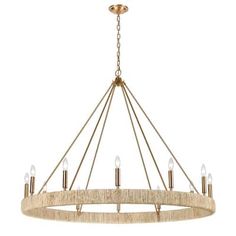 the chandelier is made from rope and has five lights on each end,