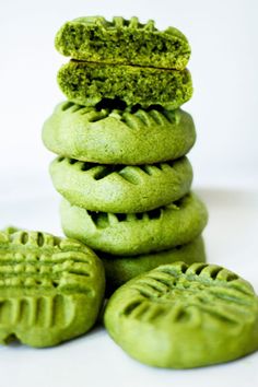 green cookies stacked on top of each other