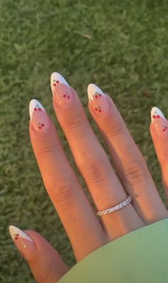 Cherry Nails, Colorful Nails, Red Nail, White Nail, Fire Nails