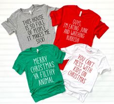 Welcome to The Behaviorist 101,  Bring the nostalgia of the classic holiday movie "Home Alone" to your Christmas celebrations with these funny and iconic quote t-shirts. Featuring memorable lines like "This house is so full of people, it makes me sick!", "Guys, I'm eating junk and watching rubbish!", "Merry Christmas ya filthy animal", and "You can't mess with kids on Christmas," these shirts are perfect for any Home Alone fan. Whether you're lounging around the house, hosting a Christmas party, or just showing off your love for the film, these tees are sure to be a hit. Available in a variety of colors and sizes, they're perfect for anyone who enjoys a bit of holiday humor! In this shop we celebrate that all minds are beautiful! I promote awareness, acceptance, inclusion, understanding an Home Alone Christmas Shirts, Home Alone Party Ideas, Home Alone Christmas Shirt, Group Christmas Shirts, Kevin Home Alone, Christmas Movie Quotes