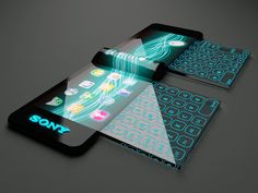 an image of a cell phone with glowing keys on it's back and sides