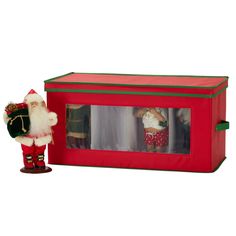 "Buy the Household Essentials 15\" Red Holiday Storage Box at Michaels. com. To maximize both storage space and holiday cheer, use this festive figurine storage box to organize all of your figurines, collectibles, nutcrackers and other small Christmas decorations. To maximize both storage space and holiday cheer, use this festive figurine storage box to organize all of your figurines, collectibles, nutcrackers and other small Christmas decorations. The beautiful red sides and green trim makes th Figurine Storage, Christmas Ornament Storage, Ornament Storage Box, Holiday Storage, Ornament Storage, Box Chest, Christmas Collectibles, Christmas Figurines, Compact Storage