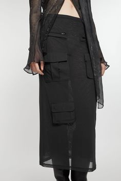 Utility Style Long Skirt With Cargo Pockets, Fitted Utility Skirt With Side Pockets, Black Workwear Skirt With Cargo Pockets, Relaxed Work Skirt With Multiple Pockets, Fitted Nylon Tiered Skirt, Utility Black Skirt With Cargo Pockets, Utility Style Black Skirt With Cargo Pockets, Fitted Cargo Skirt With Multiple Pockets For Work, Fitted Nylon Bottoms With Cargo Pockets