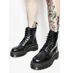 Dr. Martens Jadon 8 Eye Boots Ankle-high Combat Boots With Reinforced Heel For Streetwear, Streetwear High Ankle Lace-up Boots With Reinforced Toe, Leather Boots With Lug Sole For Concert, Fall Combat Boots With Round Toe For Concerts, Fall High-top Combat Boots For Concerts, Streetwear High Ankle Moto Boots With Reinforced Heel, High-top Concert Boots With Lug Sole, High-top Lug Sole Boots For Concerts, Streetwear High Ankle Combat Boots With Reinforced Heel