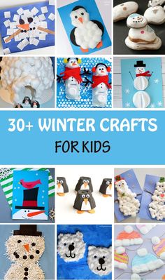 winter crafts for kids that include snowmen, polar bears and other things to make