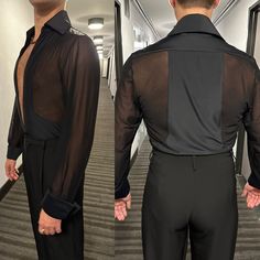 Brand New Custom Made Black Mesh Size M/L Stretchy Fabric With The Leotard Black Fitted Formal Shirt, Formal Fitted Top With Sheer Sleeves, Formal Top With Sheer Sleeves, Black Fitted Shirt For Semi-formal Occasions, Black Sheer Long Sleeve Shirt, Elegant Fitted Sheer Shirt, Fitted Black Sheer Shirt, Fitted Sheer Black Shirt, Black Stretch Formal Shirt