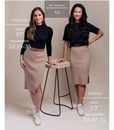 Tops For Pencil Skirts, Knit Sweater Skirt, Sweater Skirt Set, Midi Pencil Skirt, Business Casual Outfits For Work, Midi Length Skirts, Midi Skirt Pencil, Mock Neck Top, Black Turtleneck