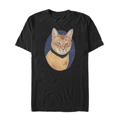 a black t - shirt with an image of a cat wearing a star trek uniform