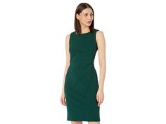 Calvin Klein Starburst Sheath Dress - Women's Dress : Malachite : Brighten up the room in this Calvin Klein Dress. It features a sheath silhouette, flattering pintucking, and a solid stretch-poly fabrication. Sleeveless dress with a round neckline and concealed zipper back closure. Straight hemline falls above the knees. 94% polyester, 6% spandex. Lining: 100% polyester. Dry clean only. Imported. Measurements: Length: 37 in Product measurements were taken using size 4. Please note that measureme Sleeveless Ruched Bodycon Dress For Work, Knee-length Sleeveless Dress With Pleated Back, Sleeveless Ruched Mini Dress For Work, Fitted Sleeveless Dress With Pleated Back For Work, Knee-length Ruched Sleeveless Dress For Work, Calvin Klein Sheath Sleeveless Dress For Work, Calvin Klein Sleeveless Knee-length Dress For Work, Fitted Knee-length Sleeveless Dress With Pleated Back, Sleeveless Calvin Klein Bodycon Dress