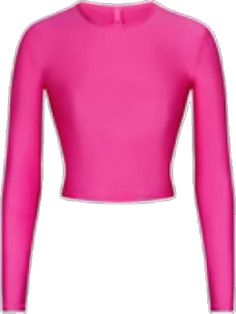 Pink Cropped Fitted Top, Jersey Long Sleeve, Pink Long Sleeve, Cropped T Shirt, Crop Tshirt, Bike Shorts, Everyday Look, Long Sleeve Top, Hot Pink