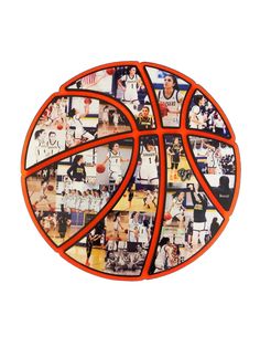 a basketball with many pictures on it