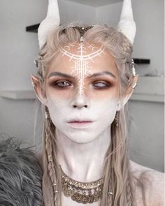 Viking Wig, Light Elves, Light Elf, Norse Paganism, Creepy Halloween Makeup, Dutch Braids, White Makeup