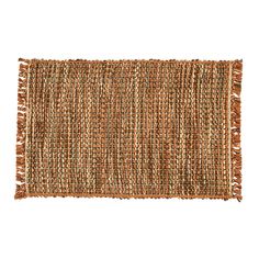 a brown rug with fringes on it