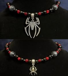 Miles Morales inspired adjustable beaded necklace 13-15 inches  if wanted longer or shorter please put in note when purchasing Halloween Adjustable Round Bead Necklaces, Halloween Necklace With Round Beads, Adjustable Black Themed Necklace, Halloween Gift Beaded Necklaces With Round Beads, Halloween Gift Beaded Necklace With Round Beads, Halloween Gift Round Beads Necklace, Adjustable Choker Necklace For Halloween, Handmade Choker Necklace For Halloween, Unique Beaded Necklaces With 8mm Beads As Gift