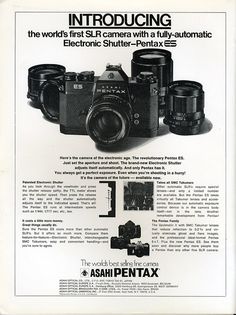 an advertisement for the asquipentax film camera, with instructions on how to use it