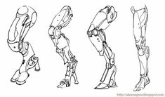 four different views of the legs and arms of an animated character from overwatcher